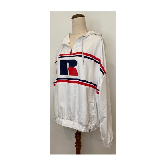 Womens Russell Athletic 1/4 zip Eagle R parachute hooded jacket light weight 16 - Picture 3 of 9